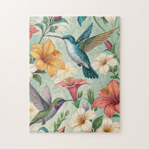Hummingbirds in Garden Jigsaw Puzzle