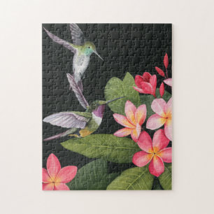 Hummingbirds In the Plumeria Jigsaw Puzzle