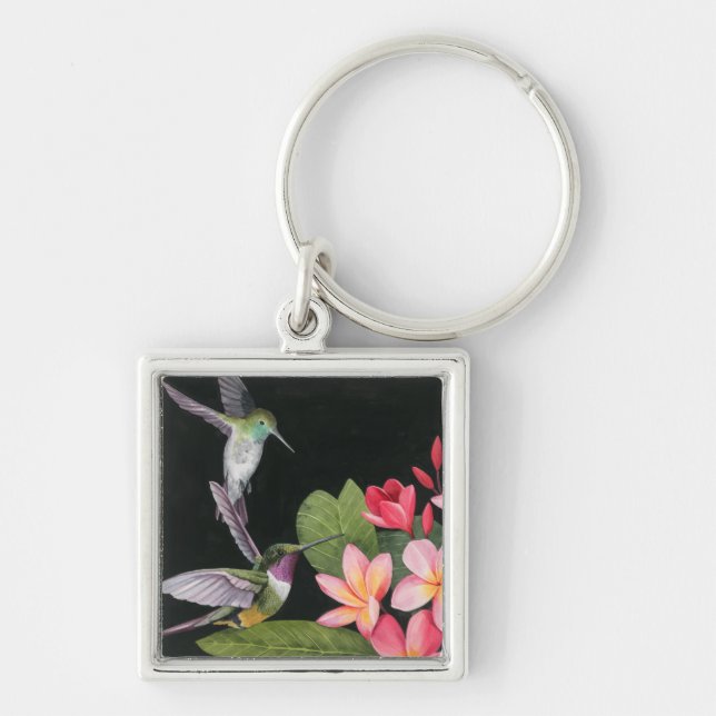 Hummingbirds In the Plumeria Key Ring (Front)
