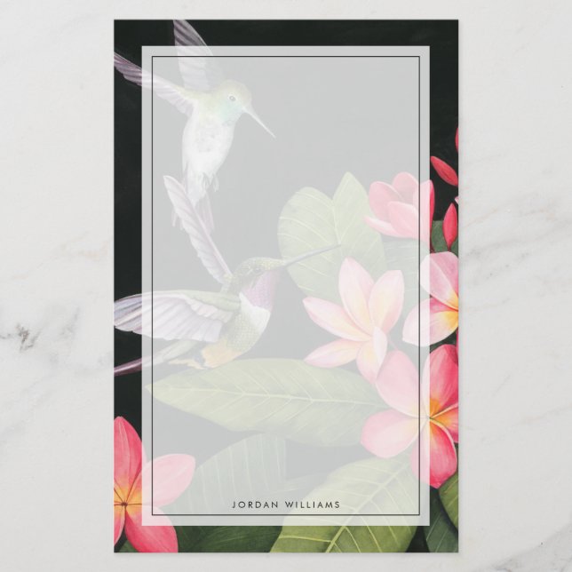 Hummingbirds In the Plumeria Stationery (Front)