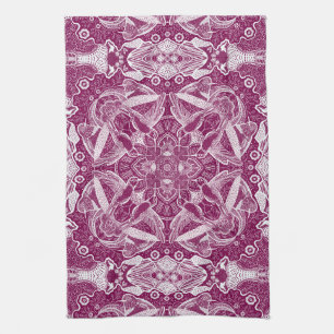 Hummingbirds Mandala Choose Background Colour Tea Towel