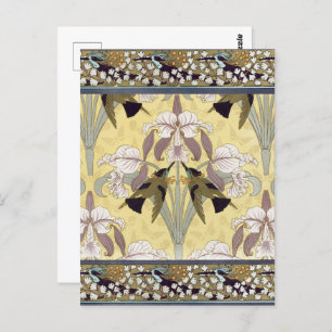 Hummingbirds,Orchids,Maidenhair Ferns Art Nouveau Postcard