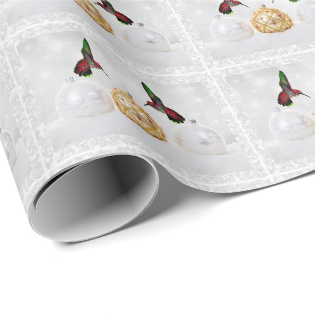 Hummingbirds & Ornaments Wrapping Paper (Roll Corner)