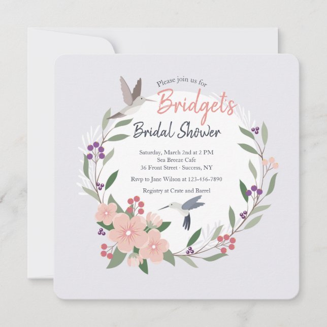 Hummingbirds Square Invitation (Front)