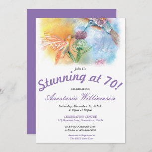 HUMMINGBIRDS STUNNING AT 60! PARTY INVITATION