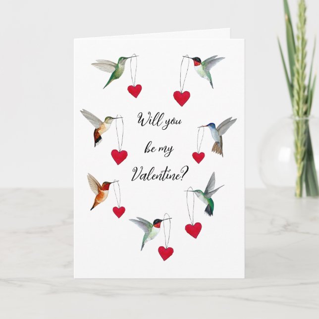 Hummingbirds Valentine's Day Card (Front)