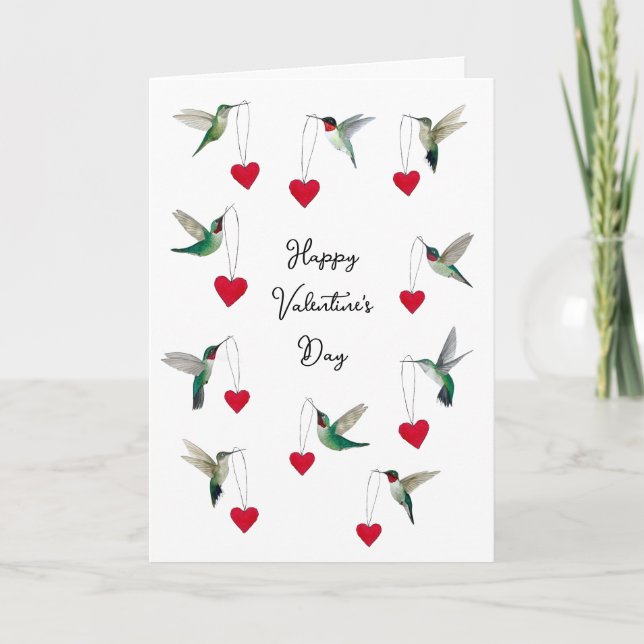 Hummingbirds Valentine's Day Card (Front)