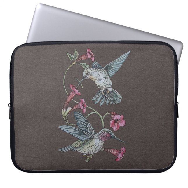 Hummingbirds & Vine Laptop Sleeve (Front)