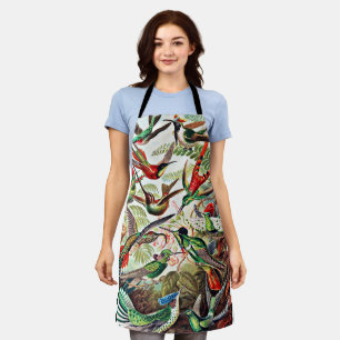 Hummingbirds, vintage illustration apron