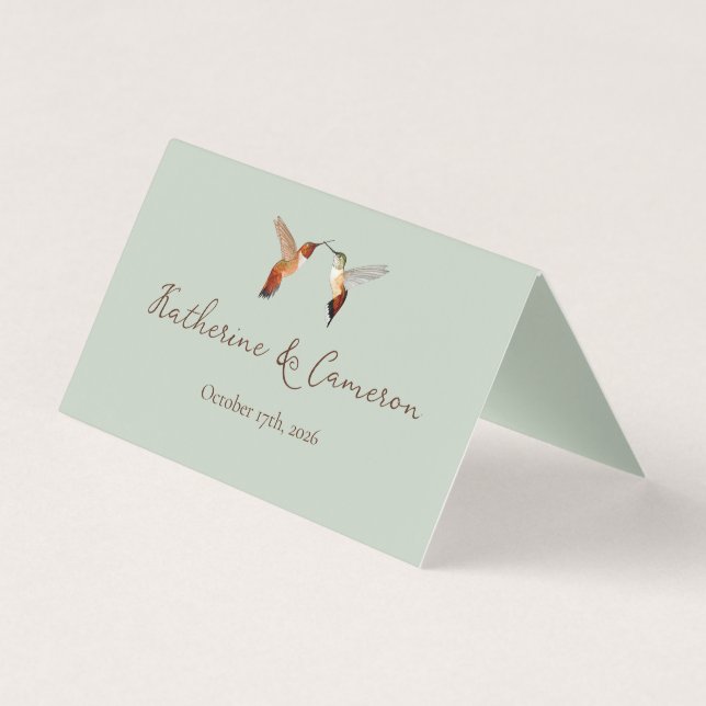 Hummingbirds Wedding Place Cards (Back)