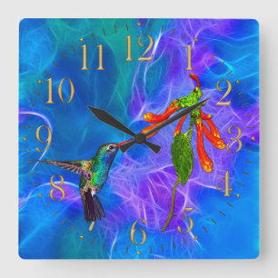 HummingBirds Wildlife Birdlover Gift Square Wall Clock