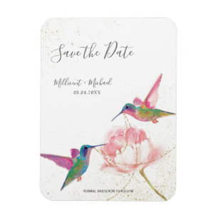 Hummingbirds with Peony Save the Date Magnet