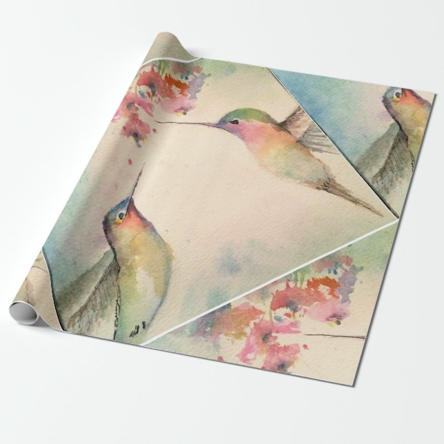 hummingbirds wrapping paper (Unrolled)
