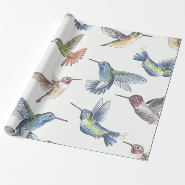 Hummingbirds Wrapping Paper (Unrolled)