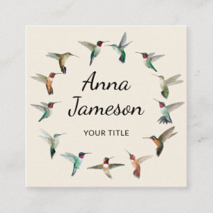 Hummingbirds Wreath Square Business Card