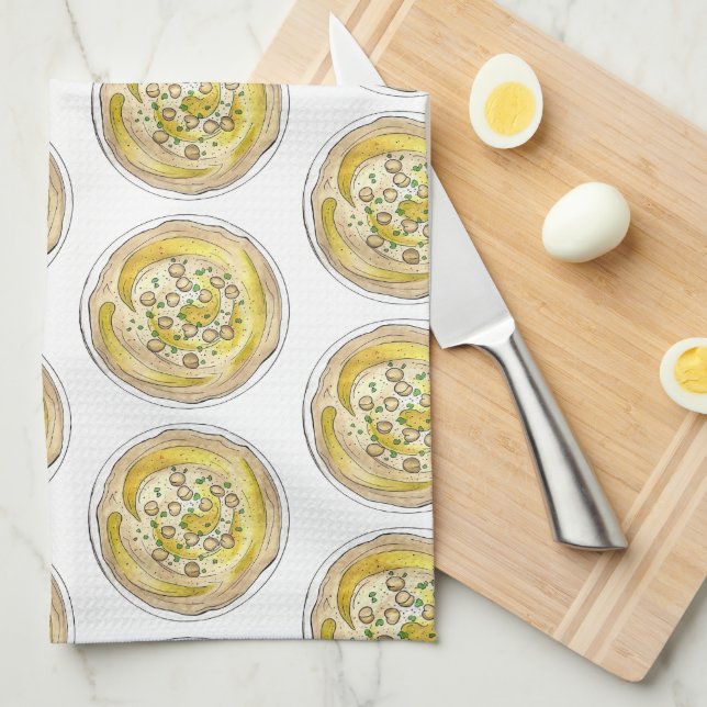 Hummus Houmous Chickpeas Mediterranean Food Dip Tea Towel (Quarter Fold)