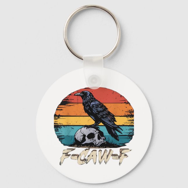 Humor F-Caw-F Gothic Funny Crow Essential Retro St Key Ring (Front)