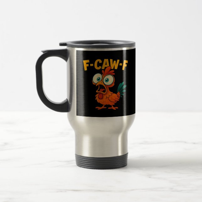 Humor Funny Crow F-Caw-F Gothic Travel Mug (Left)