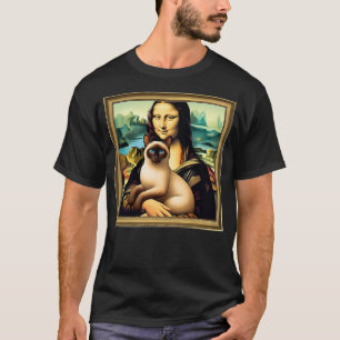 Humor Mona Lisa With Siamese Cat T-Shirt