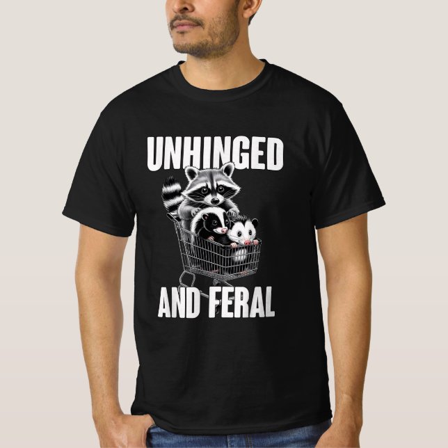 Humor Unhinged And Feral Raccoon Cowboy Trash  T-Shirt (Front)