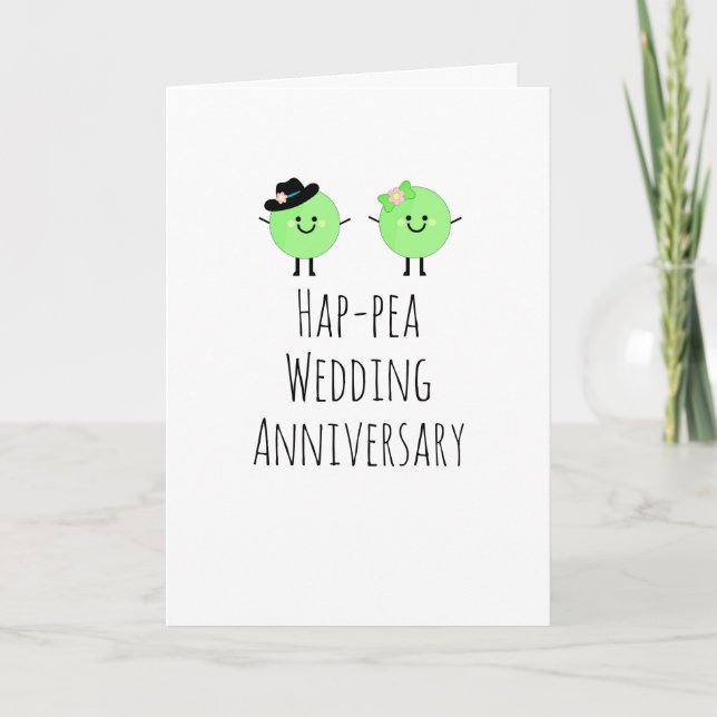 Humorous Anniversary Card Cute Peas Plain (Front)