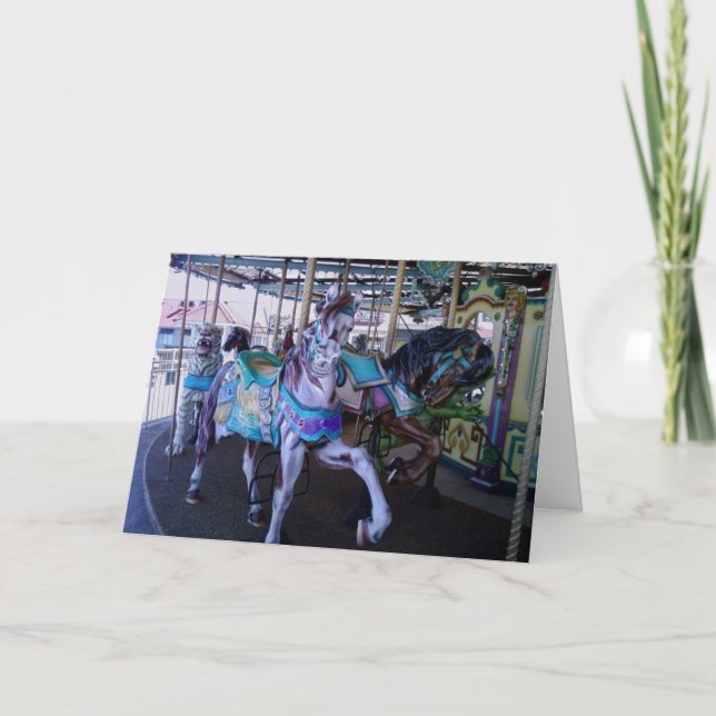 HUMOROUS BIRTHDAY ADULT CARD  CAROUSEL HORSES (Front)