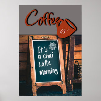 Humorous chalkboard quote red coffee mug kitchen poster