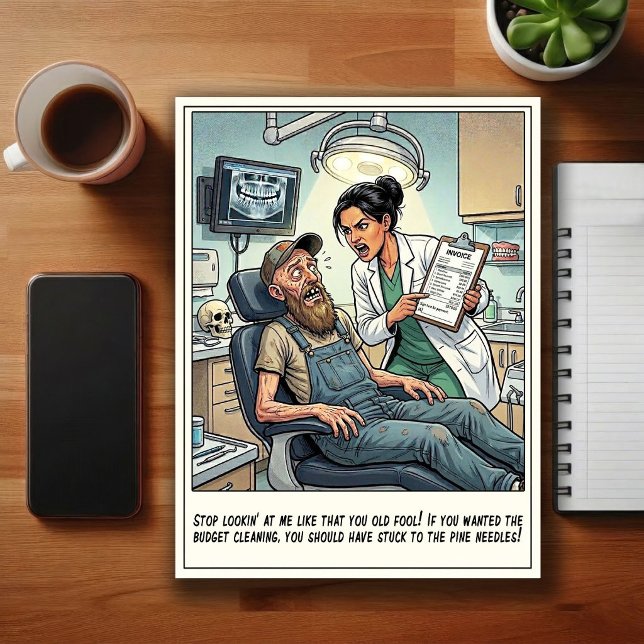 Humorous Dentist Office Cartoon Postcard (Creator Uploaded)