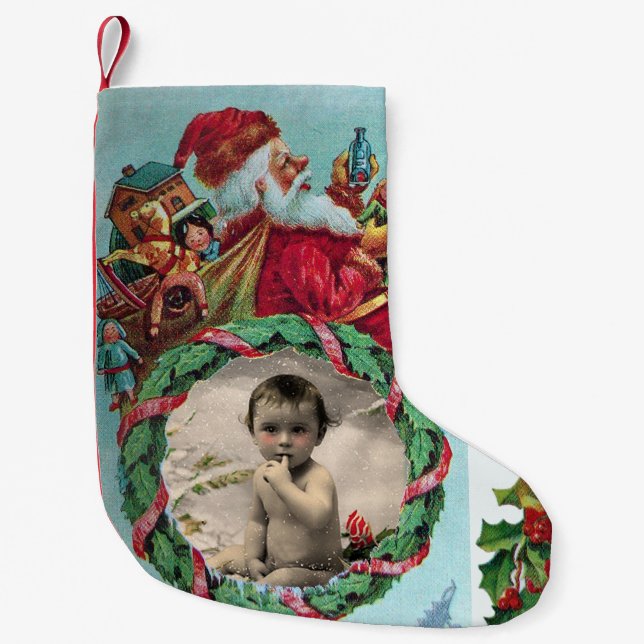HUMOROUS FUNNY SANTA XMAS CROWN PHOTO TEMPLATE SMALL CHRISTMAS STOCKING (Front)