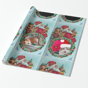 HUMOROUS FUNNY SANTA XMAS CROWN PHOTO TEMPLATE WRAPPING PAPER
