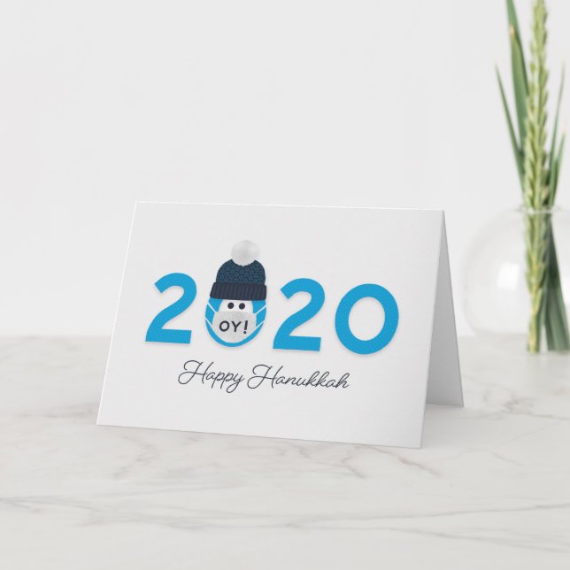 Humorous Happy Hanukkah 2020 Personalized Blue Card (Front)