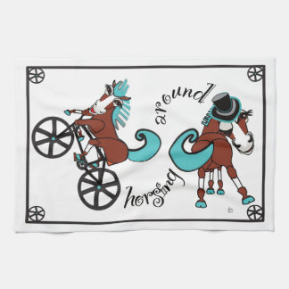humorous horses tea towel