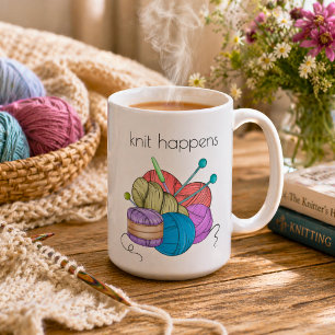 Humorous Knit Happens  Coffee Mug