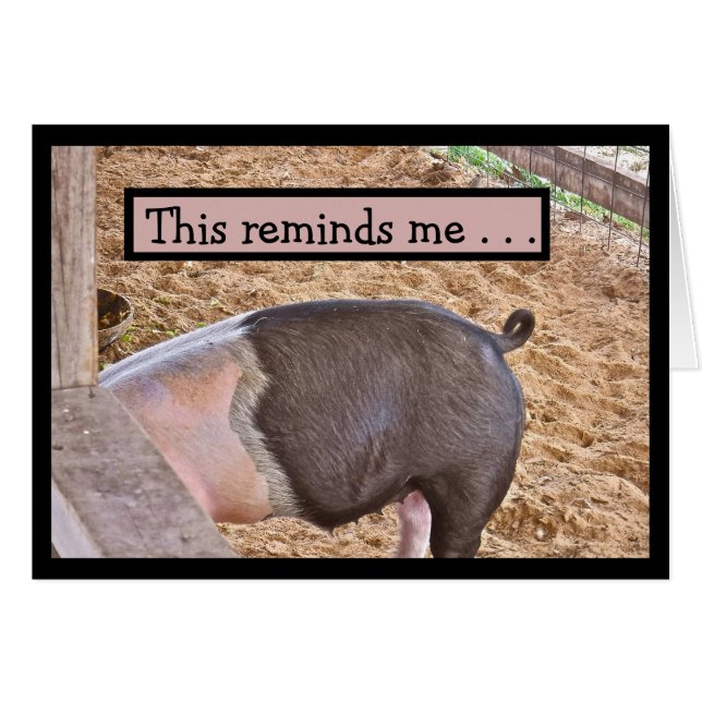 HUMOROUS "LET'S HAVE LUNCH"/HOG EATING IN PIGPEN (Front Horizontal)