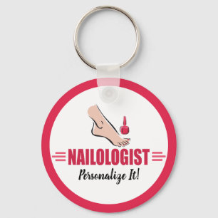 Humorous Pedicure Pink Polish Nail Salon Key Ring