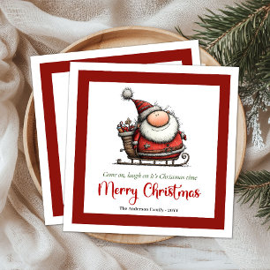 Humorous Playful Santa Cartoon Table Party Napkins