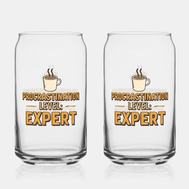 Humorous Procrastinator with Coffee Can Glass (Front)