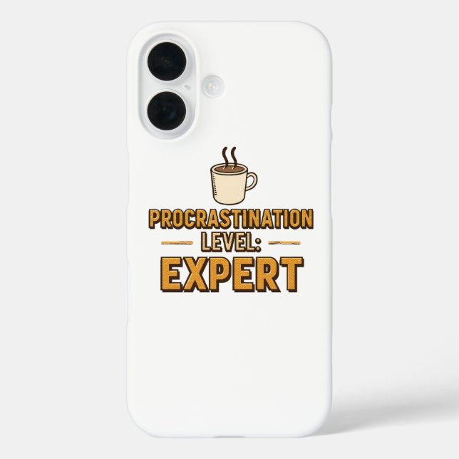 Humorous Procrastinator with Coffee Case-Mate iPhone Case (Back)