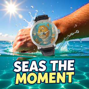 Humorous Pufferfish  Reading in an Aquatic-Themed  Watch