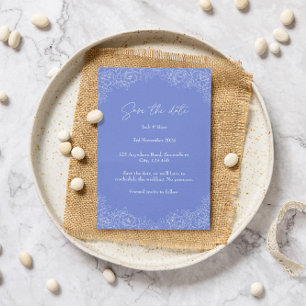 Humorous Quote Blue & White Floral Save the Date Invitation