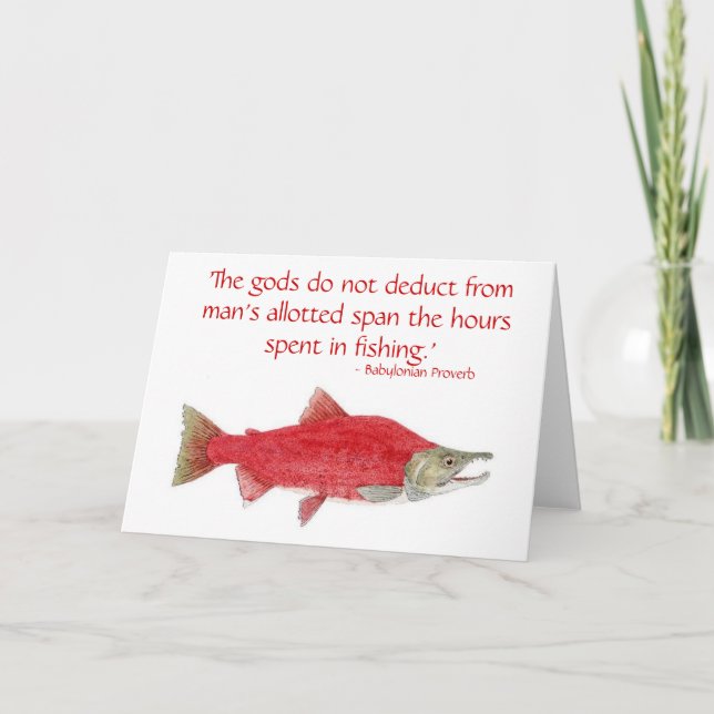 Humorous Salmon Card with quote 2 (Front)