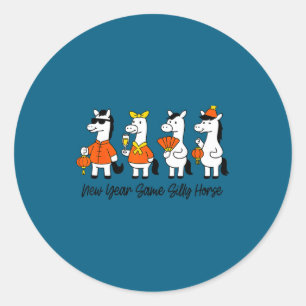 Humorous Silly Horse Lunar New Year Chinese Celebr Classic Round Sticker