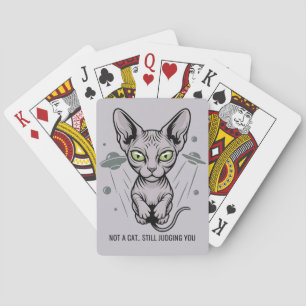 Humorous Sphynx Cat Space Cartoon Playing Cards