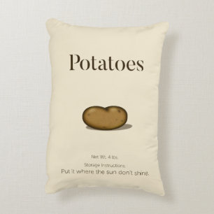 Humorous Storage Instructions Rustic Potato Sack Decorative Cushion