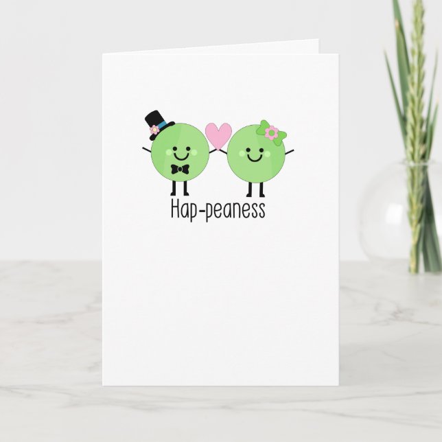Humorous Wedding Cute Bride & Groom Peas Card (Front)