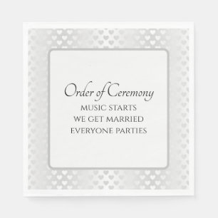 Humorous Wedding Text with Shimmering Hearts Napkin