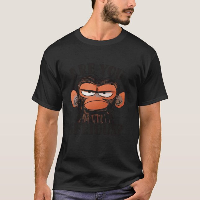Humour Are You Serious Grumpy Funny Monkey Meme T-Shirt (Front)