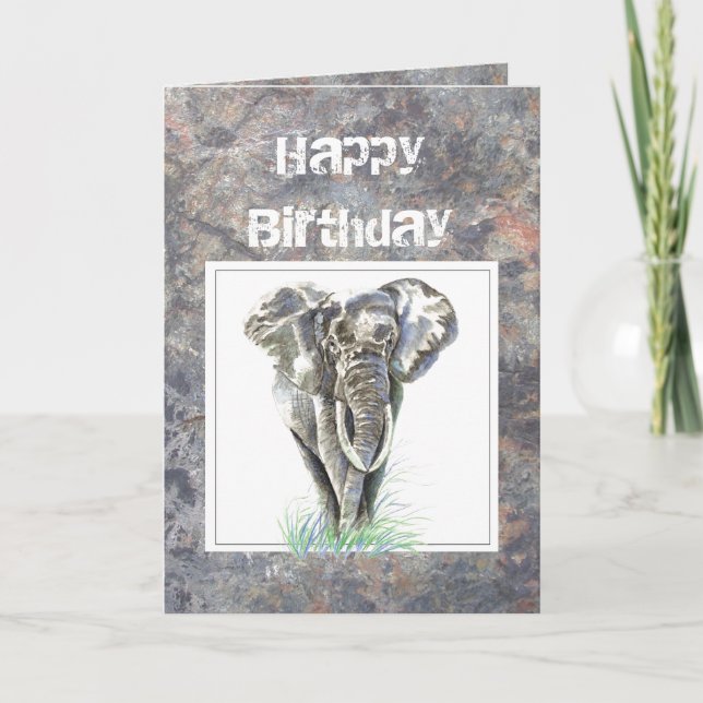 Humour Birthday, Masculine, Elephant, Tough guy Card (Front)