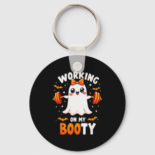 Humour Boo Working On My Booty Gym Fitness Hallowe Key Ring