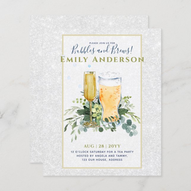 Humour Bubbles n Brews Beer Champers Bridal Shower (Front/Back)